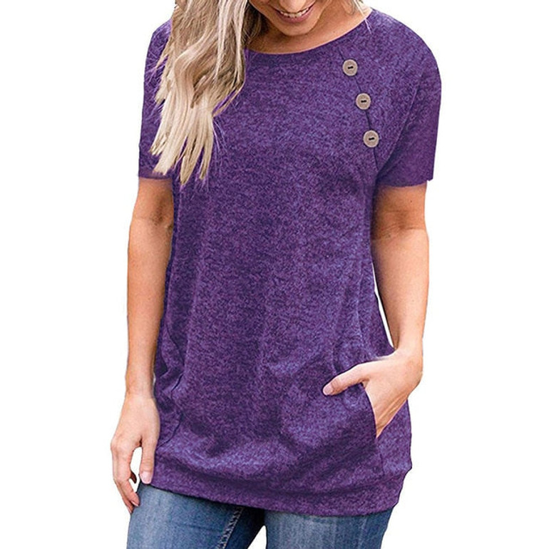 New Basic T Shirt Winter Autumn Women T-Shirts O-Neck Long Sleeve Top Casual Buttons New Basic T Shirt Winter Autumn Women T-Shirts O-Neck Long Sleeve Top Casual Buttons