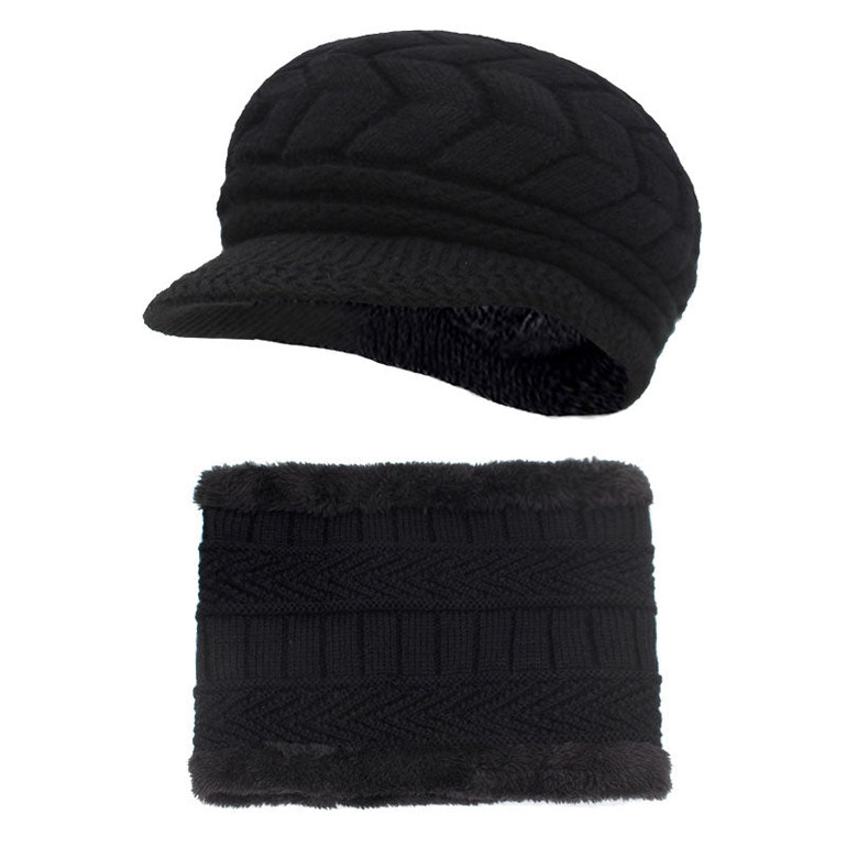Skullies Beanies Women Knitted Hat Scarf Female Winter Hats