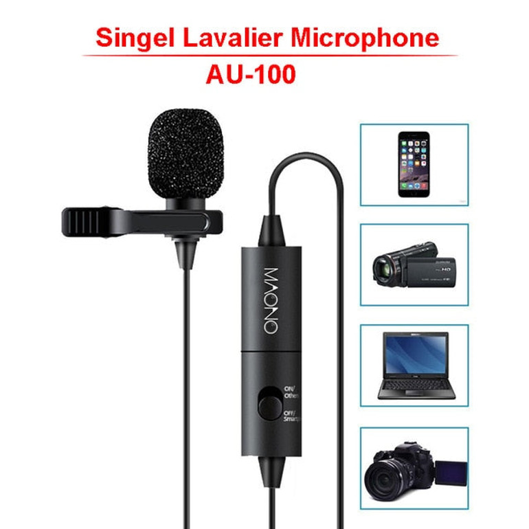 Lavalier Audio Video Phone Microphone Condenser Mic Recorder for iPhone Canon Nikon