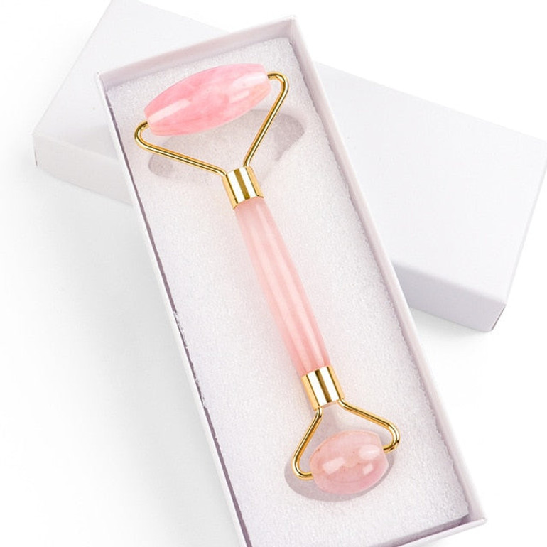 Rose Quartz Roller Slimming Face Massager Lifting Tool Natural Jade Facial Massage Roller Stone
