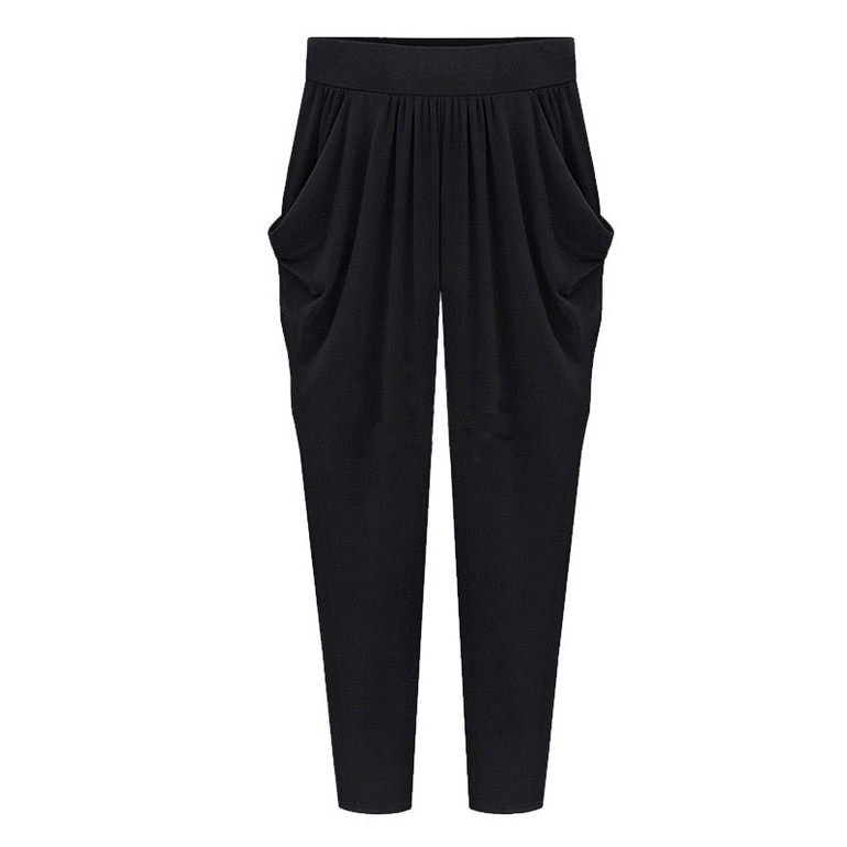 Summer Womens Harem Pants High Waist Loose Straight Ankle-length Pants