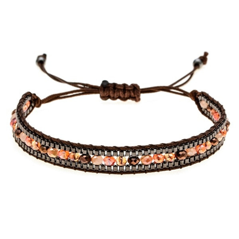 Woman Men Handmade Bohemia Weave Adjustable Rope Chain Crystal Charms Bracelets