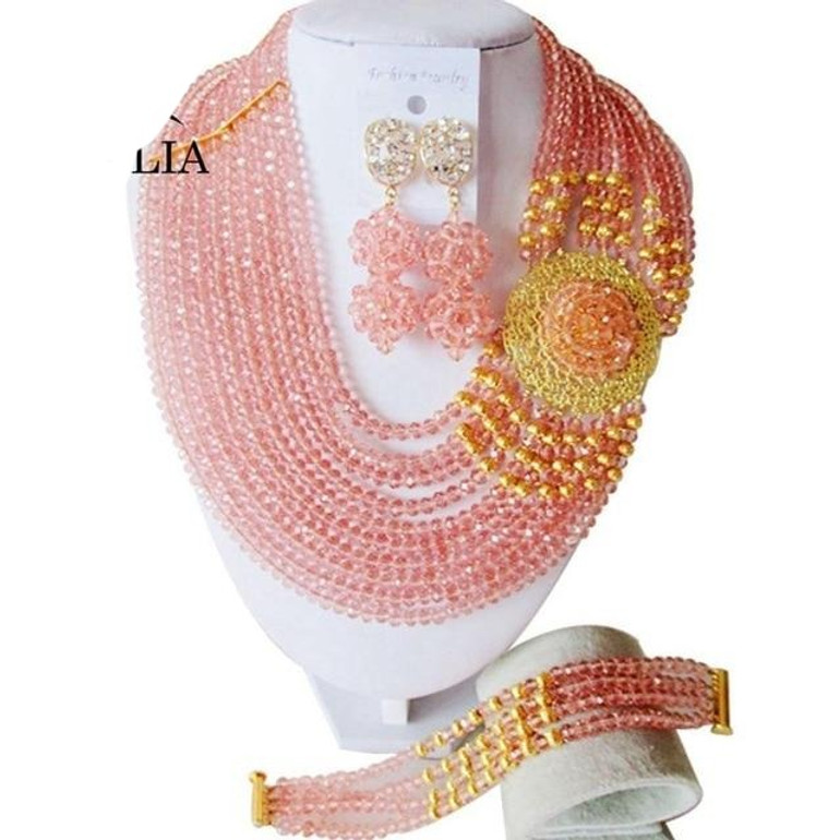 Nigeria Wedding African beads jewelry set white Crystal