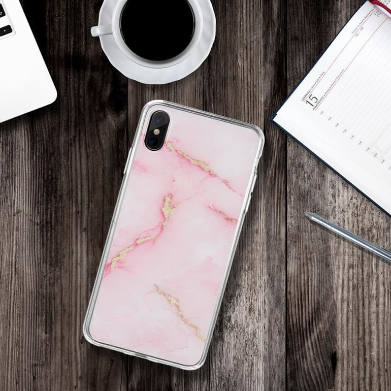 The Sparkling Marble Series Imd Soft Tpu Case - Pink for iPhone XS Max