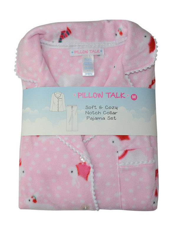 Pillow Talk by Rene Rofe Pom Microfleece PJ with Pom Pom Trim 555154