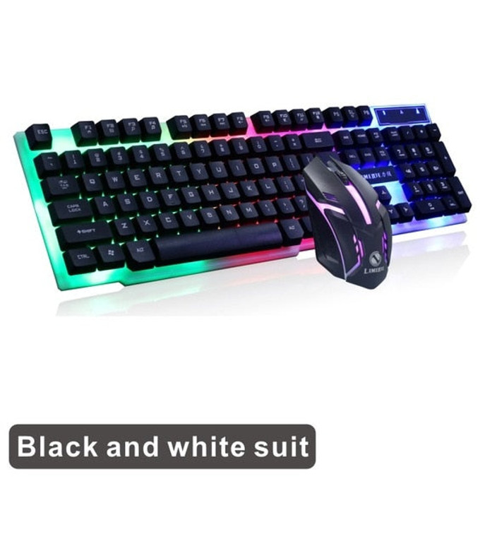 9itech Keyboard And Mouse Combo USB Wired Gamer Gaming Keyboard Mouse Kit RGB LED Luminous Waterproof Magic Mouse Keyboard Set For PC