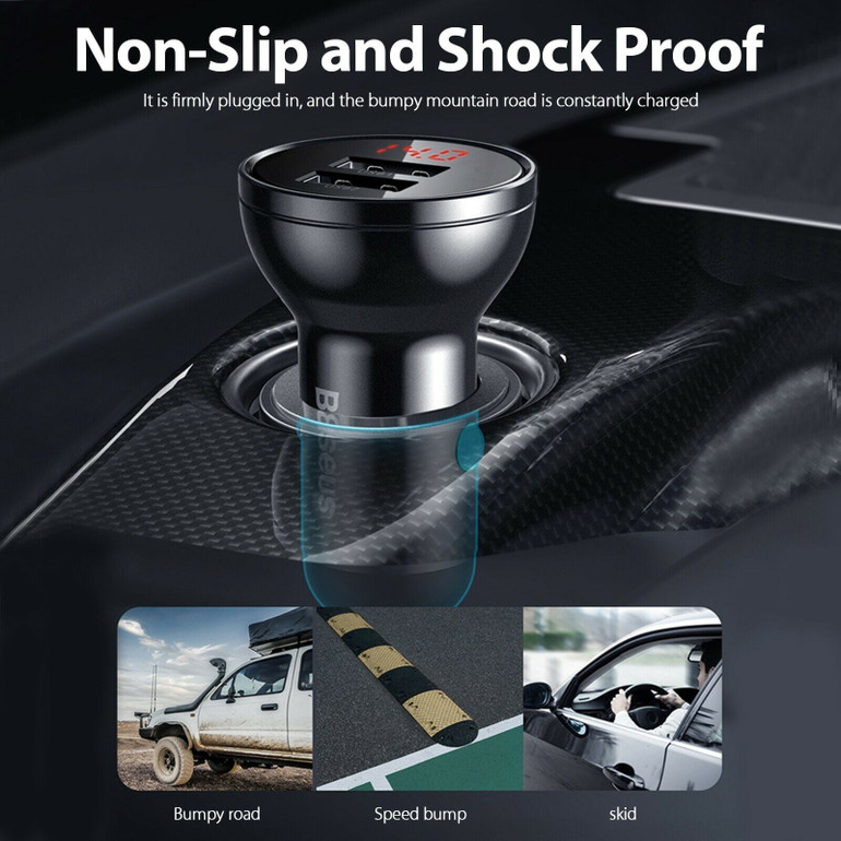 9itech 24W USB Car Charger for Phone 4.8A Fast Mobile Phone Charger Adapter for iPhone Xiaomi with LED Display Car Phone Charger