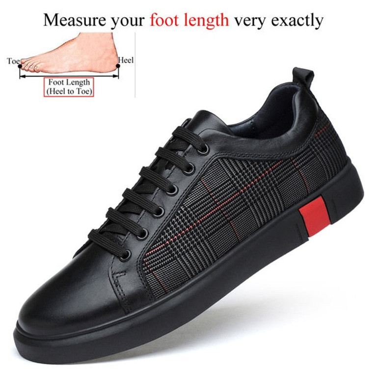 Spring Autumn Fashion Designer Black Men Genuine Leather Sneakers Casual Mens Shoes Hot Sale High Quality For Dropshipping