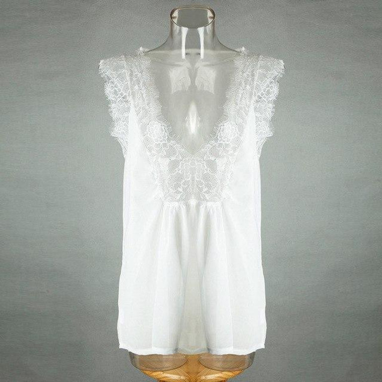 Free Ostrich Black Lace Tank Tops Women Sleeveless Deep V-Neck Chiffon Tops Summer Transparent Tanks Female N30