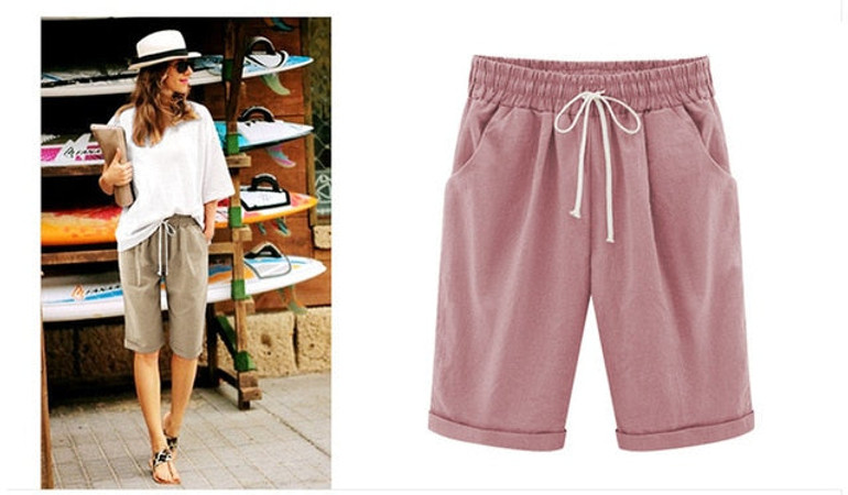 2019 Summer Plus size Shorts Women Candy Color Elastic Waist Comfortable Cotton Short Female shorts Large Size 7XL