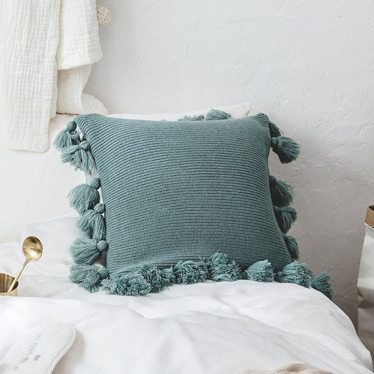 Solid Color Fringe Side Pillow Nordic Ins Style Wool Lantern Ball Pillow Creative Office Home Soft Sofa Cushion