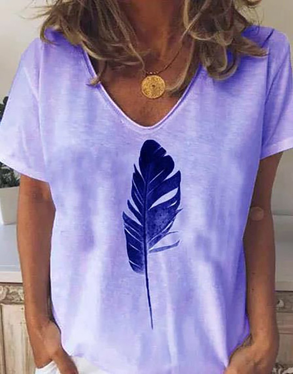 Casual Round Neck Short Sleeve Printed Colour Loose T-Shirt Casual Round Neck Short Sleeve Printed Colour Loose T-Shirt