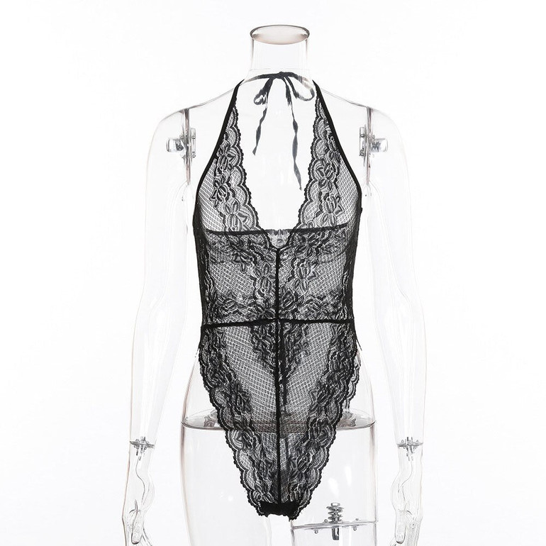 Sexy Lace Sheer Mesh Transparent Bodysuit