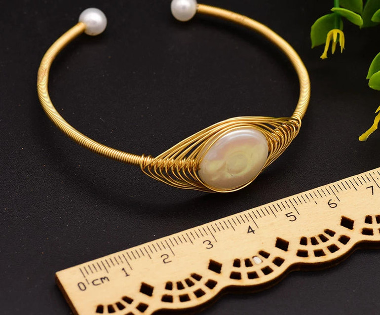 Handmade Natural Pearl Fine Jewelry Bangle