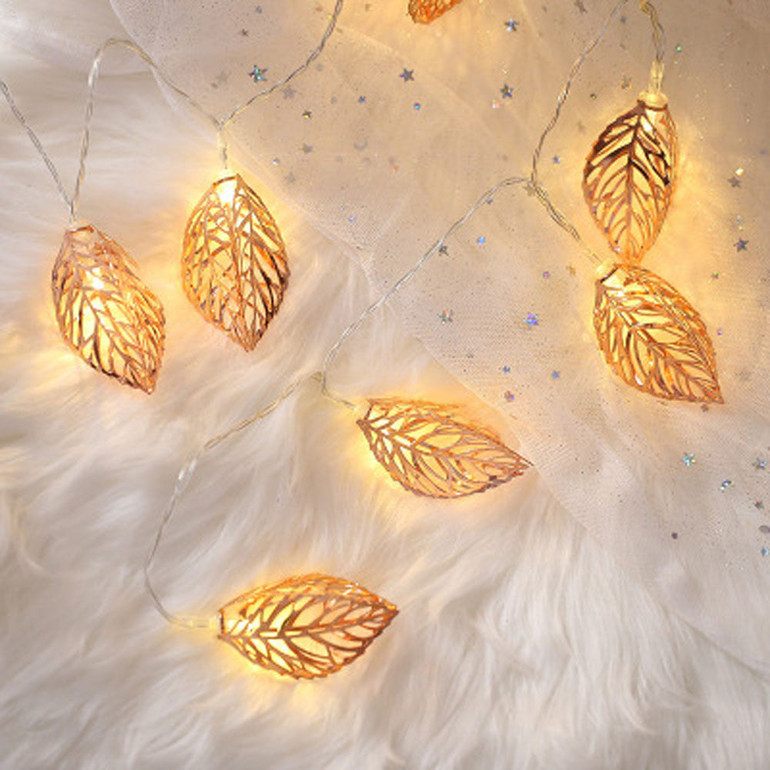 String Lights  Iron Leaves Light