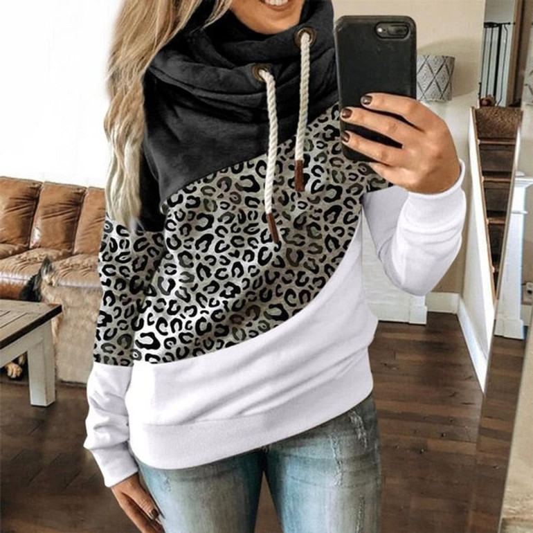 Hooded Turtleneck Long Sleeve Sweatshirt