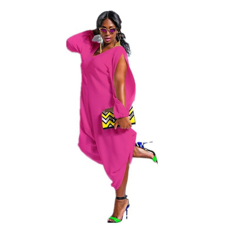 2019 Spring Plus Size Baggy Harem Slit Sleeve Loose Jumpsuit