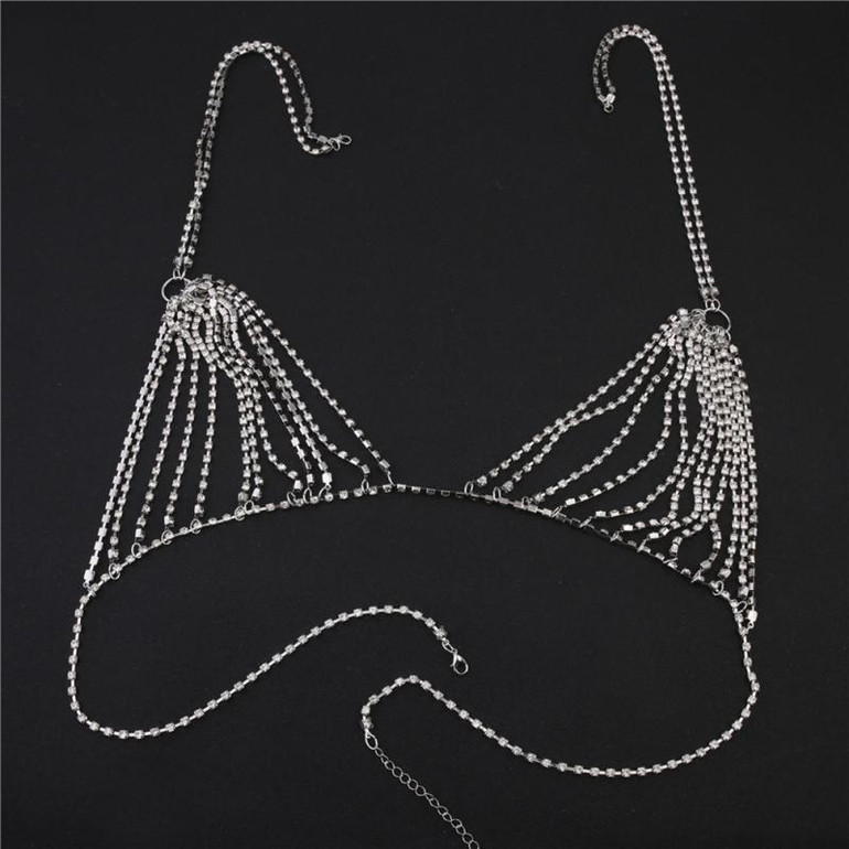 Rhinestone Body Chain Harness Bra Beach Jewelry