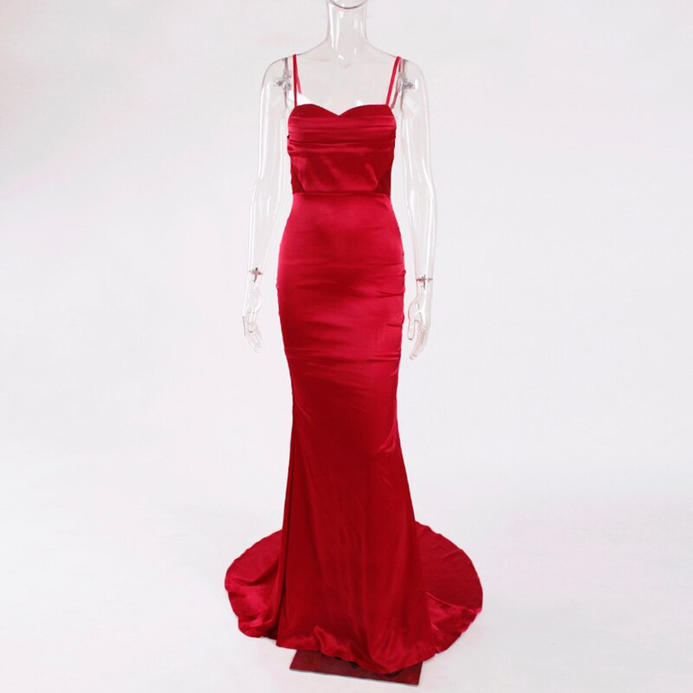 Elegant V Neck Backless Mermaid Dress
