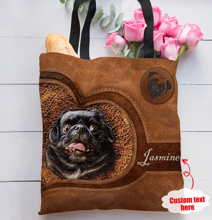 Pug Cloth Tote Bag Personalized Cute Black Pug Pug Cloth Tote Bag Personalized Cute Black Pug