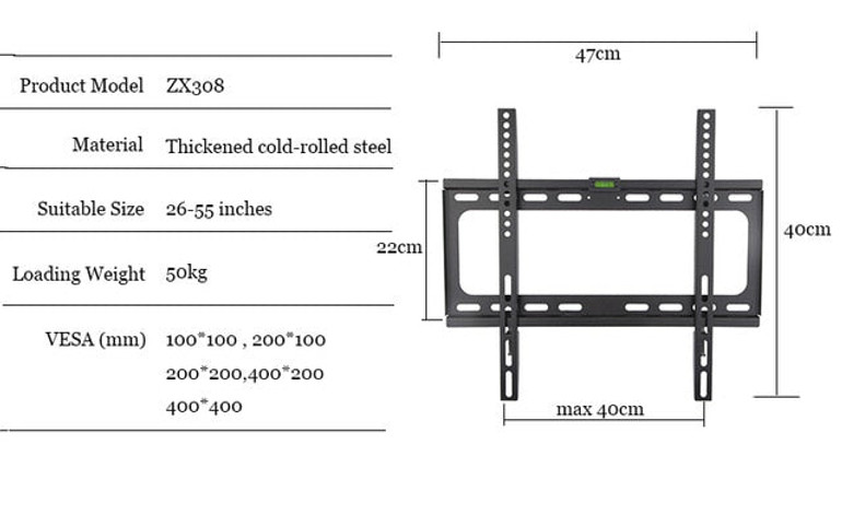 LVDIBAO Universal TV Wall Mount Fixed Bracket For 26''-55'' Flat Screen Load Up To 50 kg Monitor Wall Mount Bracket