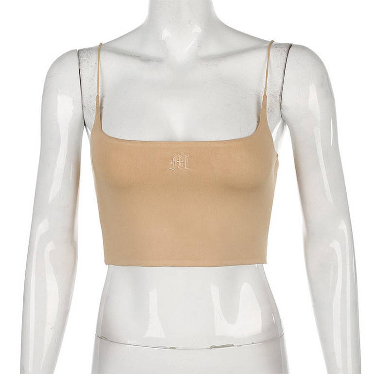 Women Khaki Top Sleeveless Women Crop Tops Straps Sexy Backless Summer Tank Top Cropped Short Fashion Casual Woman Clothes
