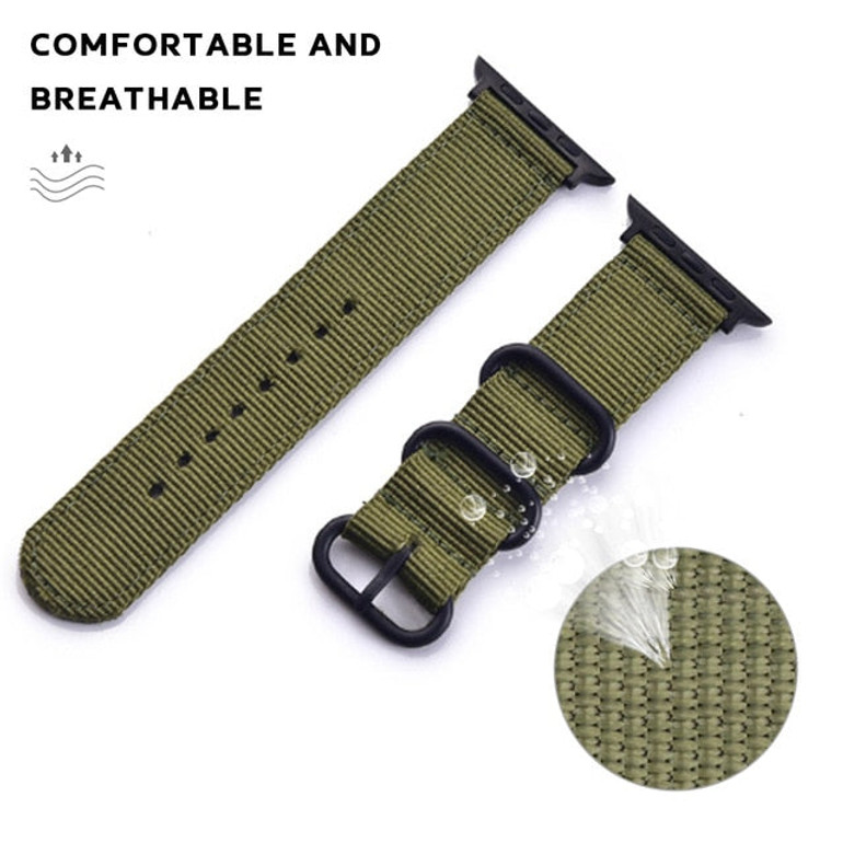 Hot Sell Nylon Watchband for Apple Watch Band Series 5/4/3/2/1 Sport Leather Bracelet 42mm 44mm 38mm 40mm Strap For iwatch Band