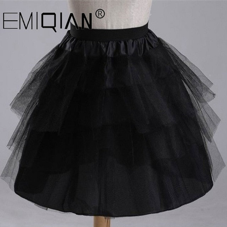 Short Petticoats 3 Layers Hoopless Short Flower Girl Formal Dress Crinoline for Wedding Underskirt