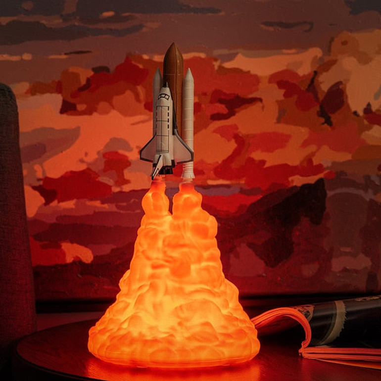 2019 New Dropship 3D Print Space Shuttle Lamp NIght Light For Space Fans Moon Lamp Rocket Lamp As Room Decoration