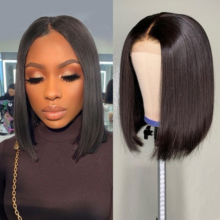 Lace Closure Short Human Hair Wigs