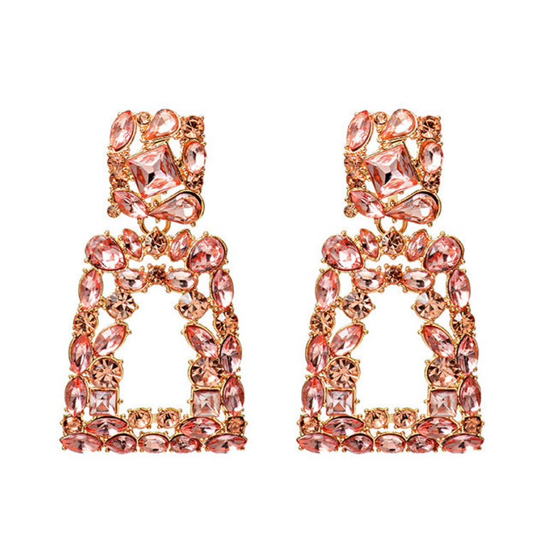 Hanging Colorful Crystals Dangle Drop Earrings