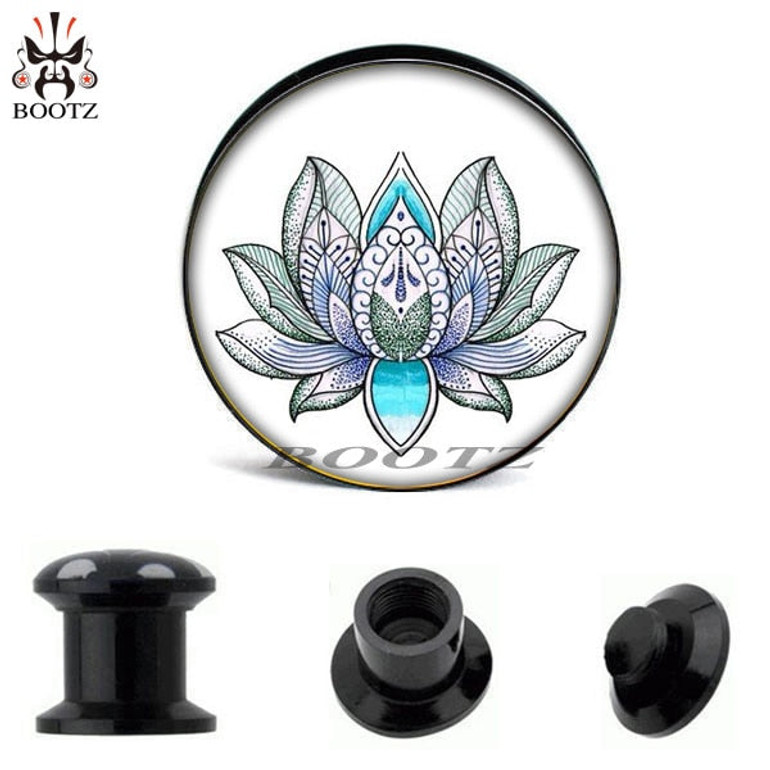 Acrylic picture screw back ear gauges