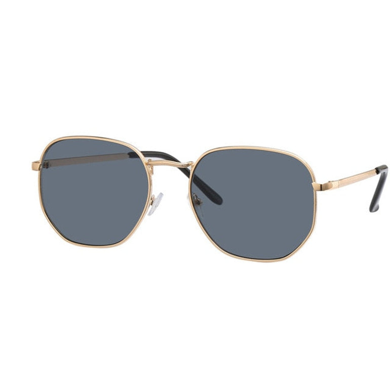 Men Black Square Hexagonal Sunglasses