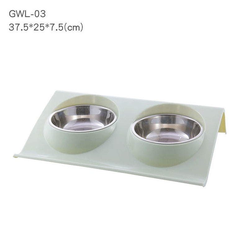Stainless Steel Cat Double Bowls
