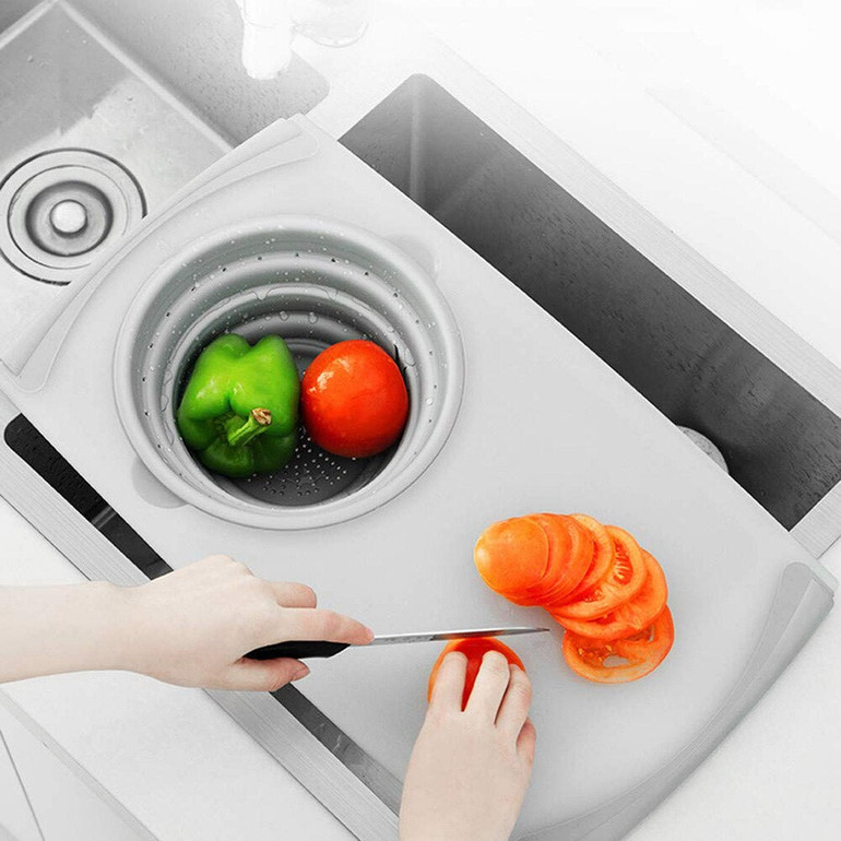 Kitchen Table Flexible Cutting Board Silicone Folding Drain
