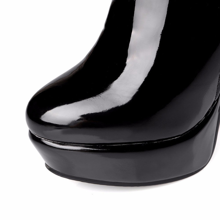 KEBEIORITY Plus Size 34-48 Women Boots Patent Leather Over the Knee Boots