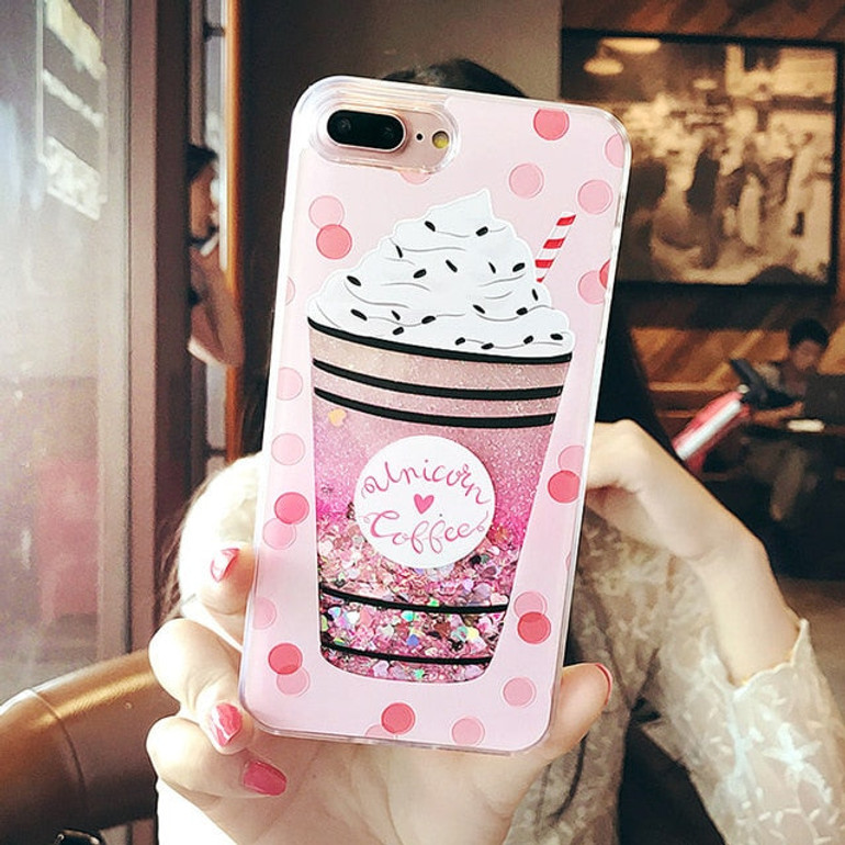 Trendy Glitter Liquid Quicksand cell phone cases for iPhones