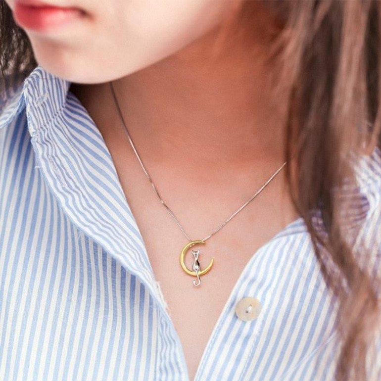 Women's Cat-Moon Pendant Necklace Women's Cat-Moon Pendant Necklace