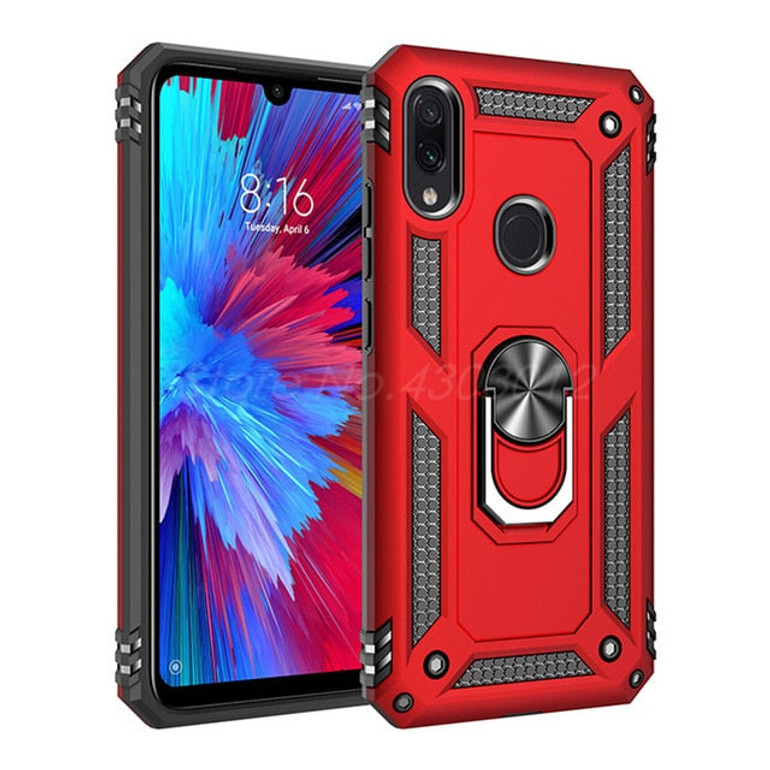 Luxury Case For Xiaomi Redmi Note 7 8 Pro K20 Silicone Armor Bumper Shockproof Phone Case For Redmi 7 7A With Finger Ring Cover
