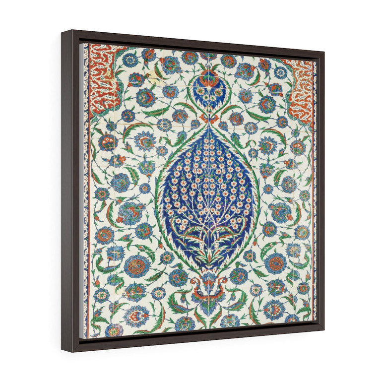Persian Carpet Mosaic Square Framed Premium Gallery Wrap Canvas