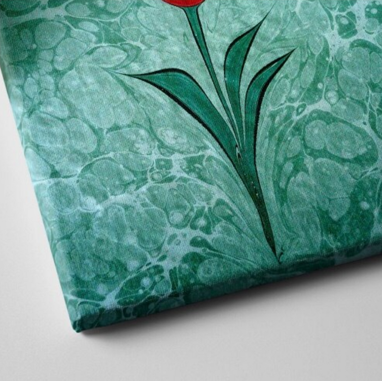 Made in Turkey Turkish Ebru Tulip Painting Wall Art Canvas Wrap Made in Turkey Turkish Ebru Tulip Painting Wall Art Canvas Wrap