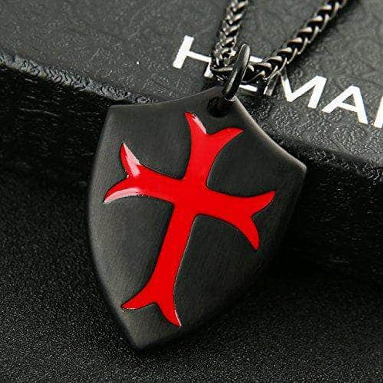 Knights Templar Necklace<br> Templar Symbol Black