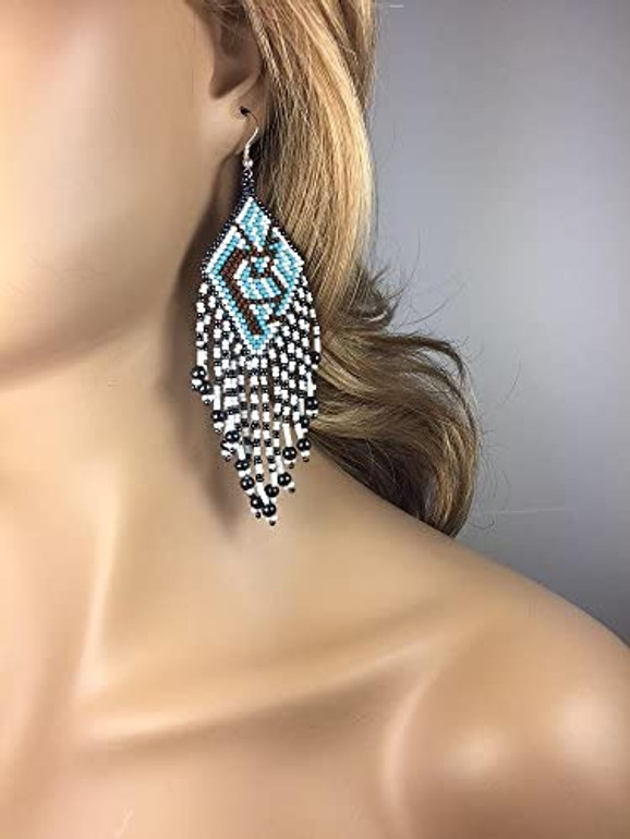 Handmade Beaded Kokopelli Design Earrings