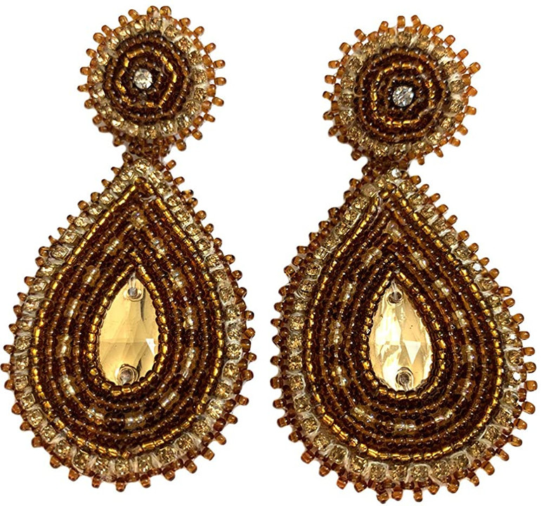 Handmade Glass Seed Beaded Teardrop Earrings