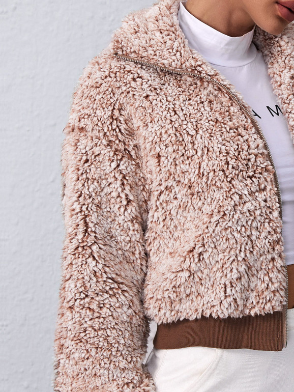Drop Shoulder Teddy Jacket
