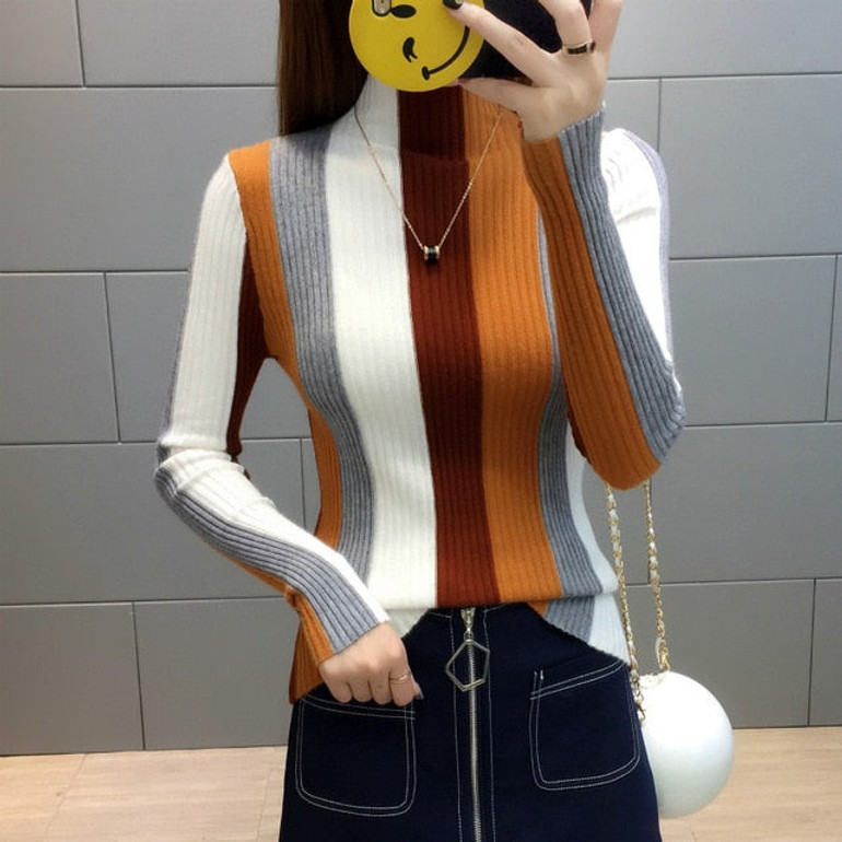 Contrast Knitted Stripe Sweater