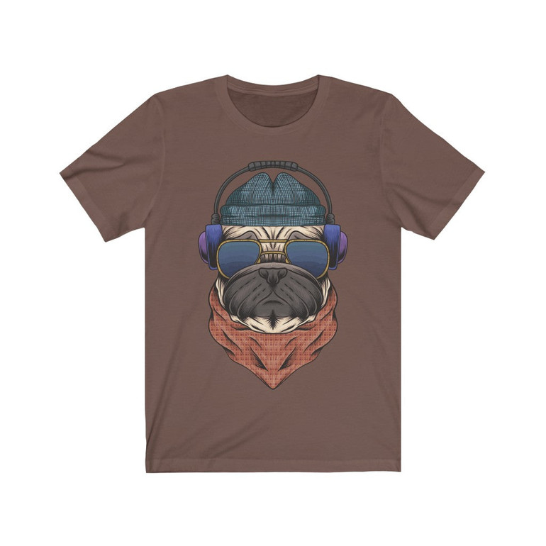 Cool Pug with Headphones Unisex T-Shirt