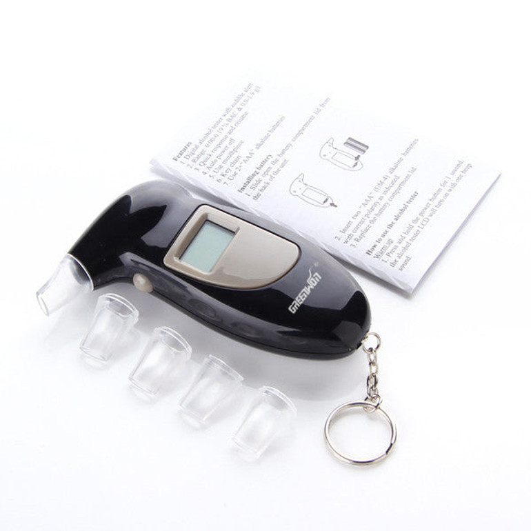 Key chain alcohol breathalyzer