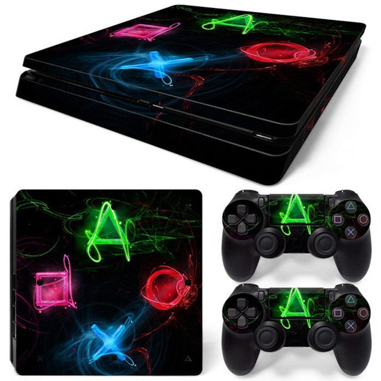 PS4 SLIM LIMITED EDITION VINYL SKIN BUNDLE NEON