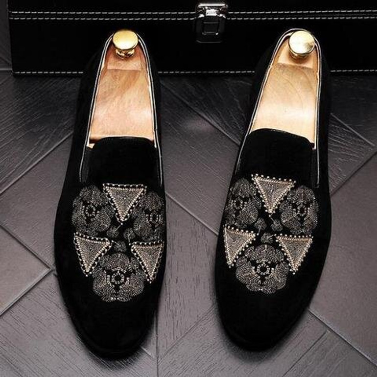 Black Velvet Detailed Loafers